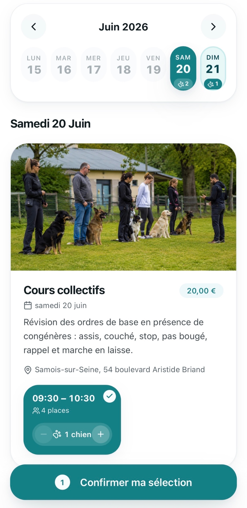 Calendrier côté client